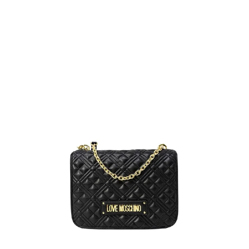 Smooth-Handle Tote Bags for Classic Look-Love Moschino Black Polyethylene Handbag