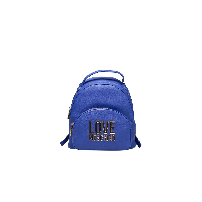 Chain-Handle Tote Bags for Glamorous-Love Moschino Blue Polyethylene Backpack