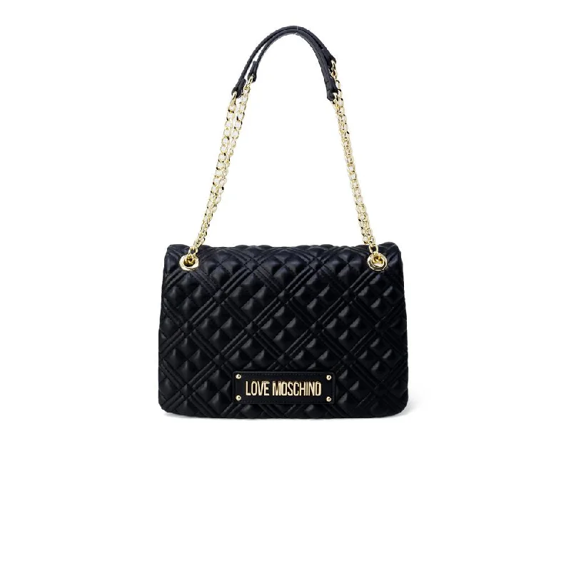 Smooth-Handle Tote Bags for Classic Look-Love Moschino Gold Polyethylene Handbag