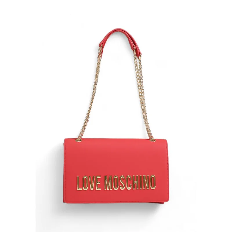 Heatproof Tote Bags for Protection-Love Moschino Red Polyethylene Handbag