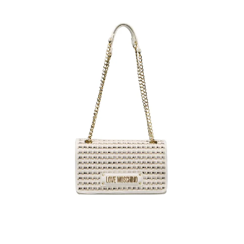 Shoulder Tote Bags for Hands-Free-Love Moschino White Polyethylene Crossbody Bag