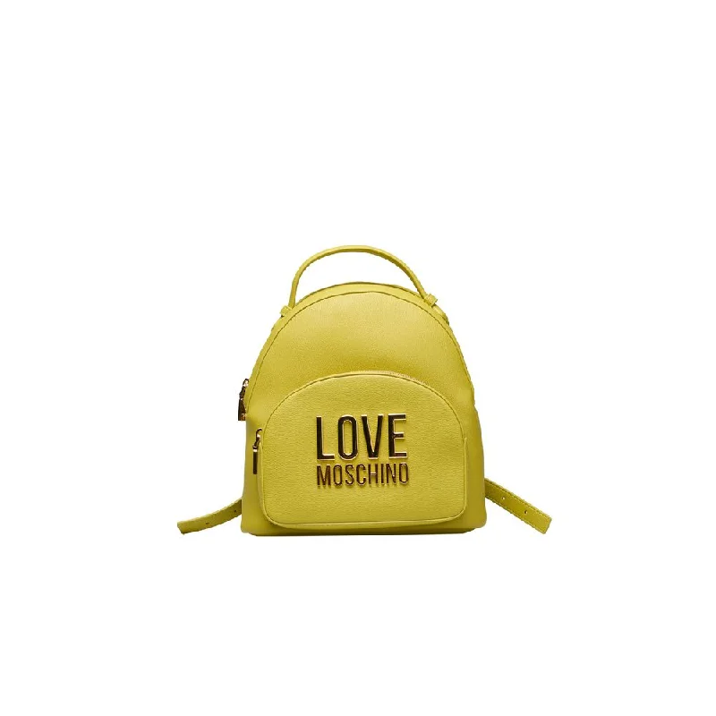 Rope-Handle Tote Bags for Rustic Look-Love Moschino Yellow Polyethylene Backpack