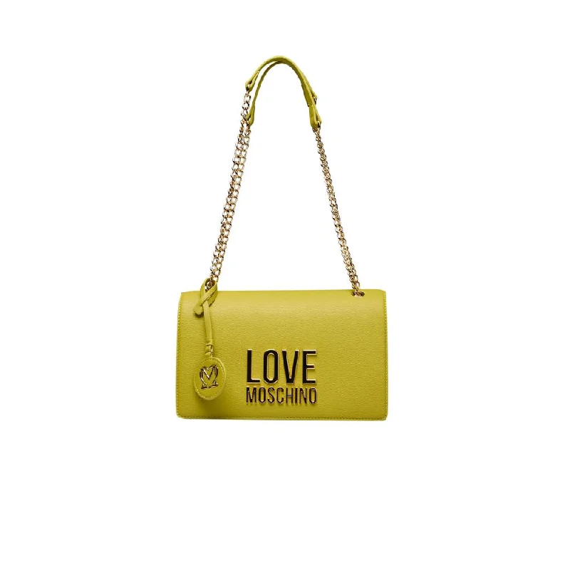 Striped Tote Bags for Trendy Look-Love Moschino Yellow Polyethylene Crossbody Bag