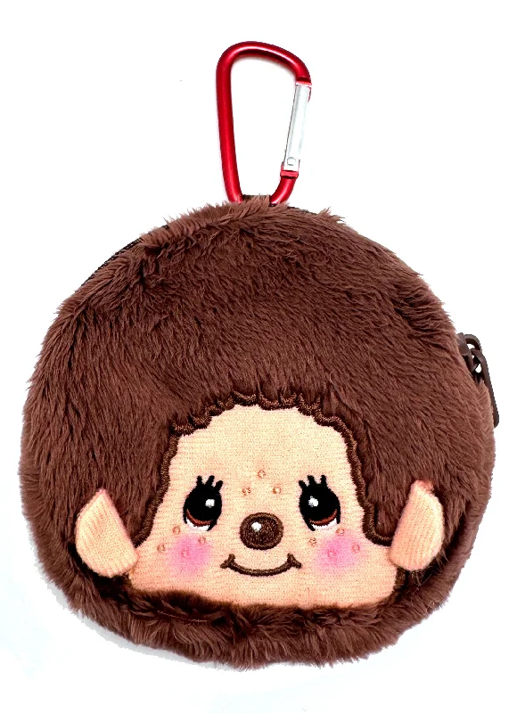 Tote Bags for Business Trips-Monchhichi-Kun Face Plush Coin Pouch