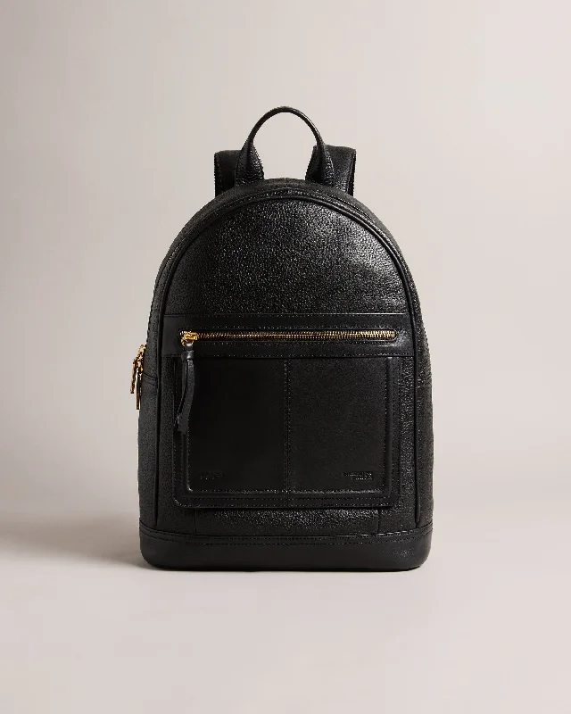 Backpack for Walkers-Nishay Soft Grainy Leather Backpack Black