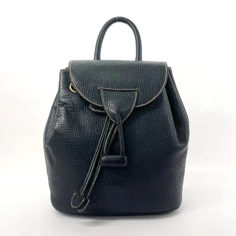 Work Backpack with Laptop Sleeve-LOEWE Backpack Daypack leather Navy Women Used