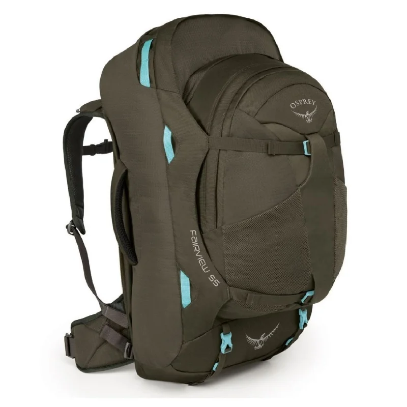 Compartmentalized Backpack for Storage-Osprey Fairview Travel Pack 55 Backpack - Small/Medium - Women's Travel - Trekking