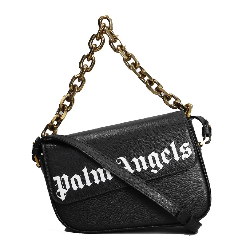 Smooth-Handle Tote Bags for Classic Look-Palm Angels Black Leather Crossbody Bag