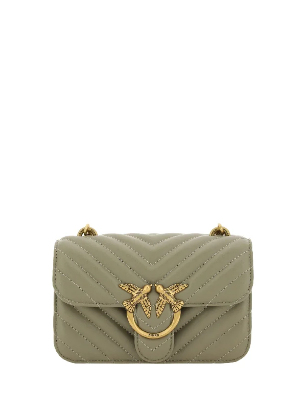 RFID-Blocking Tote Bags for Privacy-PINKO Chic Mini Love Bell Shoulder Bag in Noce Green