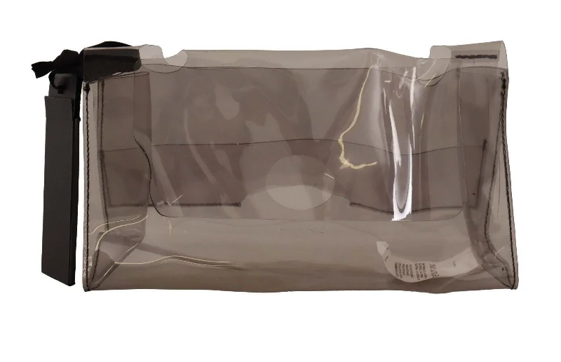 Vegan Tote Bags for Cruelty-Free Option-PINKO Chic Transparent Clutch for Evening Elegance