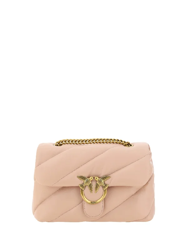 Studded Tote Bags for Edgy Style-PINKO Elegant Light Pink Quilted Shoulder Bag