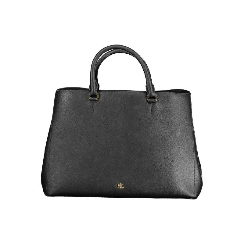 Detachable-Handle Tote Bags for Flexible Use-Ralph Lauren Black Leather Handbag