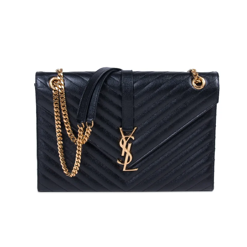 Fashion-forward shoulder bags with metallic finishes for an on-trend look -Saint Laurent Monogram Envelope Large Bag