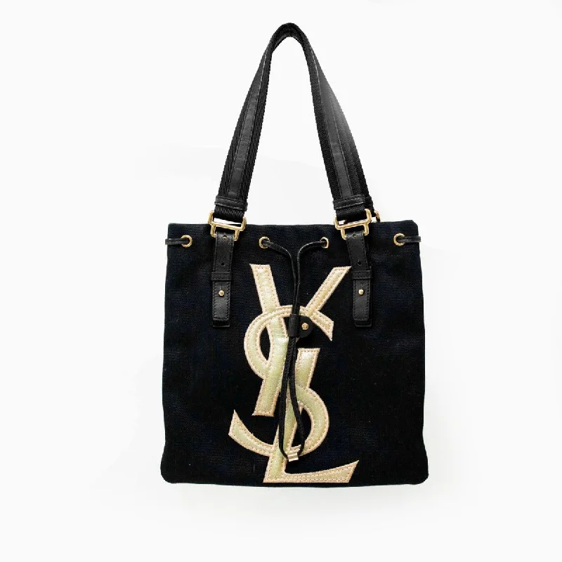 Studded Tote Bags for Edgy Style-Saint Laurent Vintage Black Kahala Tote