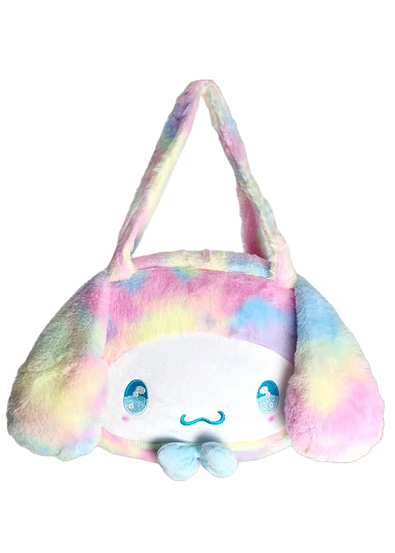 Buckle Closure Tote Bags for Firm Hold-Sanrio Cinnamoroll Pastel Rainbow Anime Eyes Plush Tote