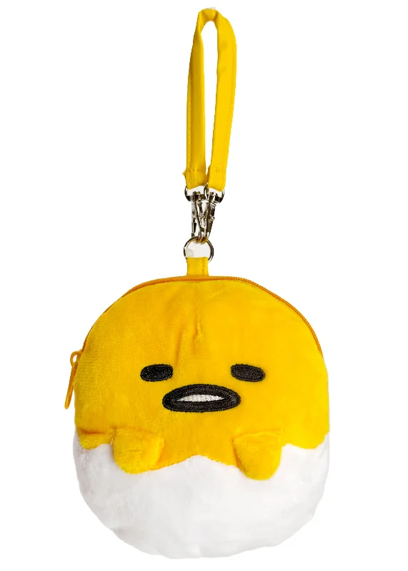 Knitted Tote Bags for Cozy Feel-Sanrio Gudetama Die Cut Mini Plush Pouch