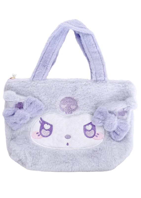 Lightweight Tote Bags for Easy Carry-Sanrio Kuromi Anime Eyes Plush Mini Tote