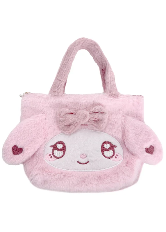 Leather Tote Bags for Work Style-Sanrio My Melody Anime Eyes Plush Mini Tote