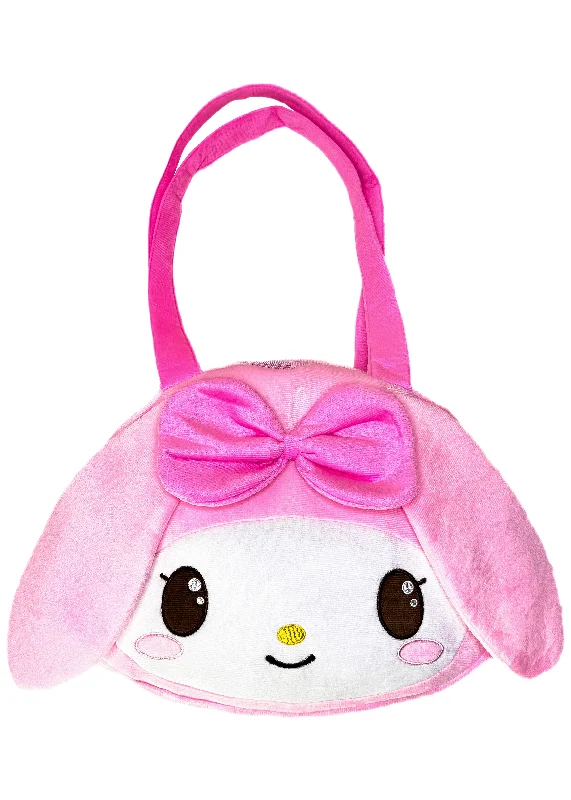 Plastic-Handle Tote Bags for Waterproof-Sanrio My Melody Big Face Plush Tote