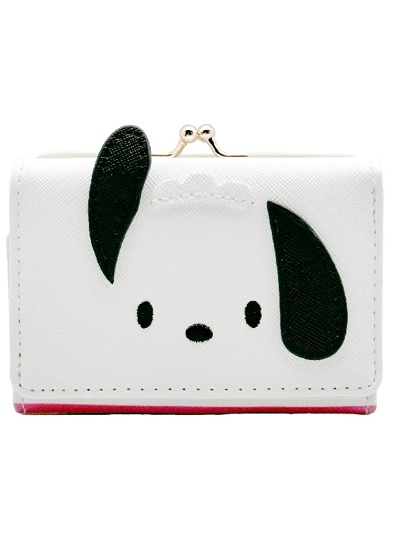 Leather-Trim Tote Bags for Detailed Look-Sanrio Pochacco Face Flap Wallet