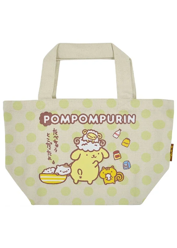 Checkered Tote Bags for Classic Appeal-Sanrio Pompompurin Polka Dot Canvas Tote