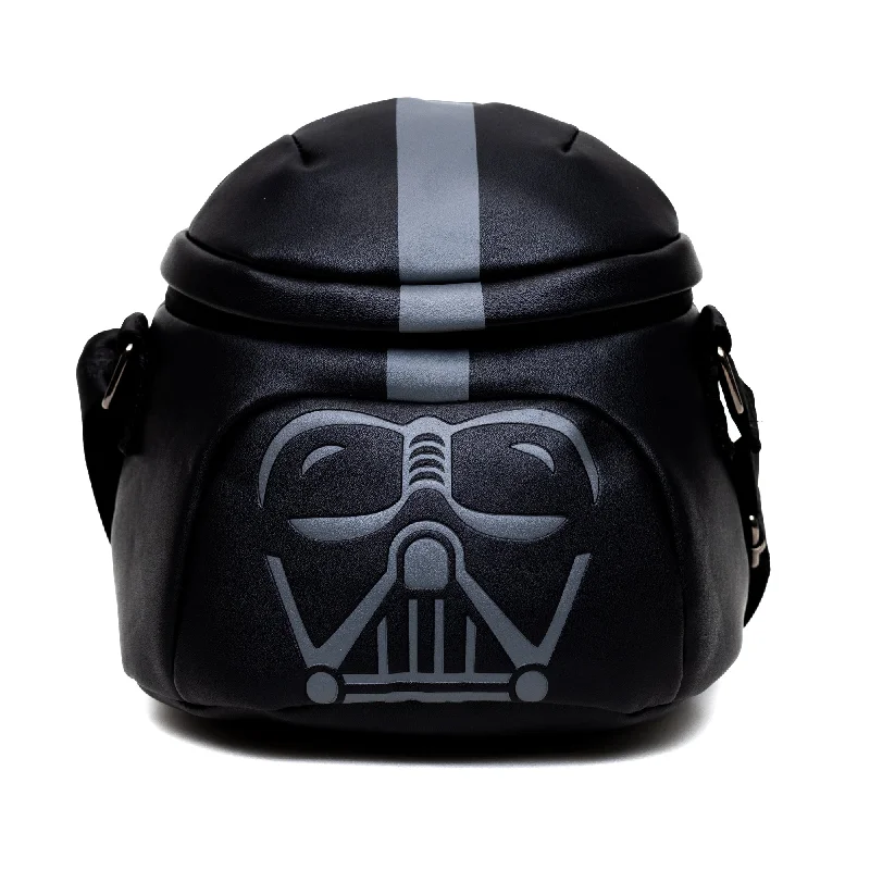 Colored-Strap Backpack for Vibrant-Star Wars Vegan Leather Cross Body Backpack for Men and Women with Adjustable Strap, Figural Darth Vader Helmet, Black