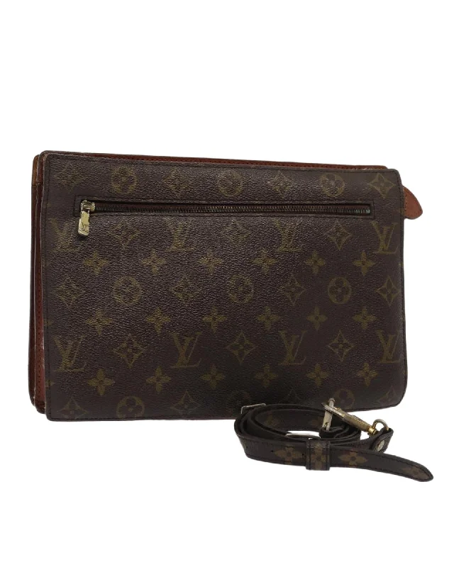 Leather shoulder bags with unique textures for fashion-forward individuals -Monogram Canvas Shoulder Bag with Shoulder Strap