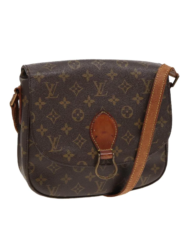 Designer shoulder bags for women with sleek, glossy finishes and detailing -Monogram Canvas Shoulder Bag with Adjustable Strap