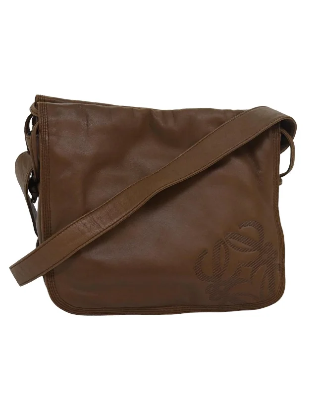 Shoulder bags for everyday wear with comfortable and durable straps -Leather Anagram Shoulder Bag with Adjustable Strap