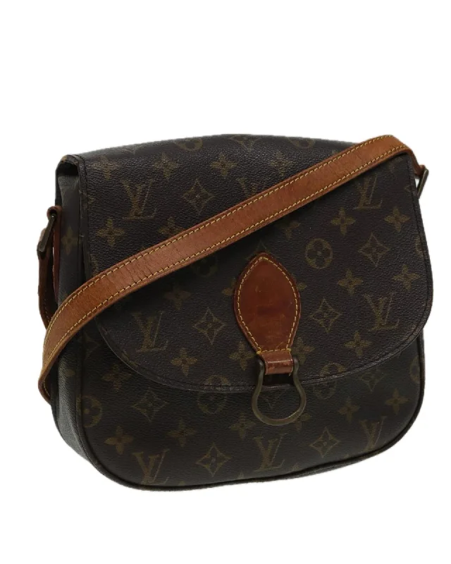 Stylish shoulder bags for everyday use in vibrant, eye-catching colors -Monogram Canvas Shoulder Bag with Adjustable Strap