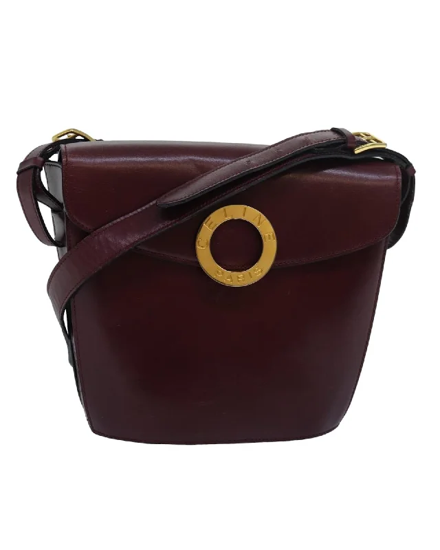 Functional shoulder bags with secure closure and spacious interior -Circle Leather Shoulder Bag with Adjustable Strap