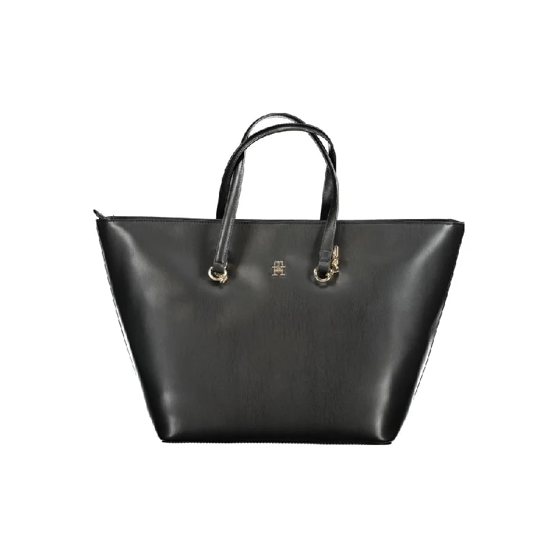 Heavy-Duty Tote Bags for Tough Jobs-Tommy Hilfiger Black Polyethylene Handbag