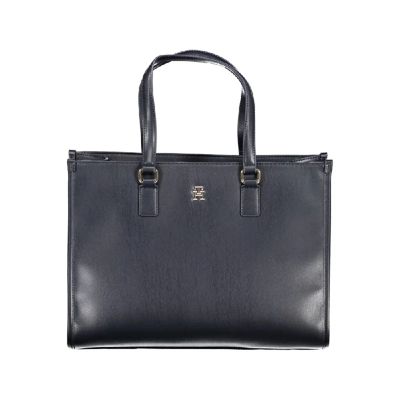 Recycled-Material Tote Bags for Eco-Friendly-Tommy Hilfiger Blue Polyethylene Handbag