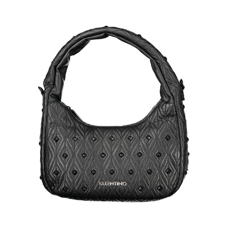 Animal Print Tote Bags for Wild Style-Valentino Bags Black Polyester Handbag