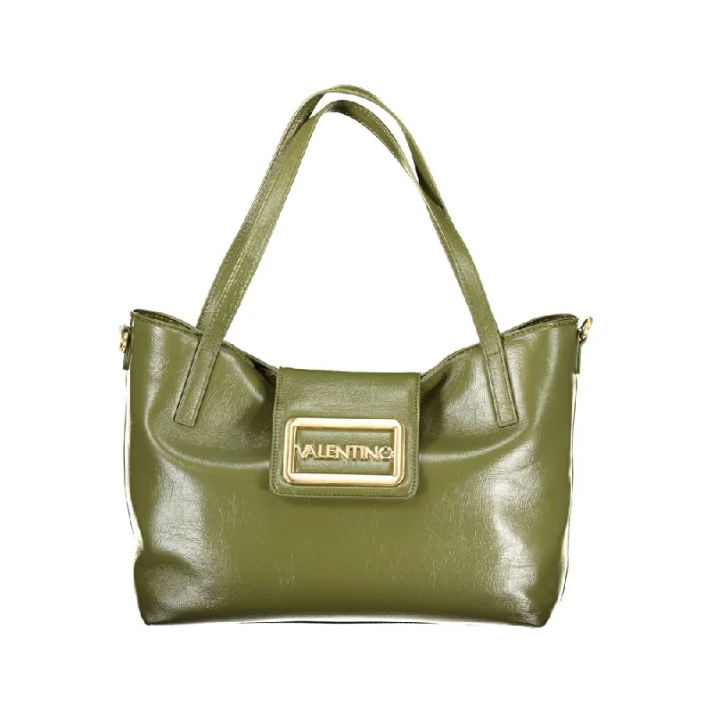 Glossy-Finish Tote Bags for Shiny Appeal-Valentino Bags Green Polyethylene Handbag