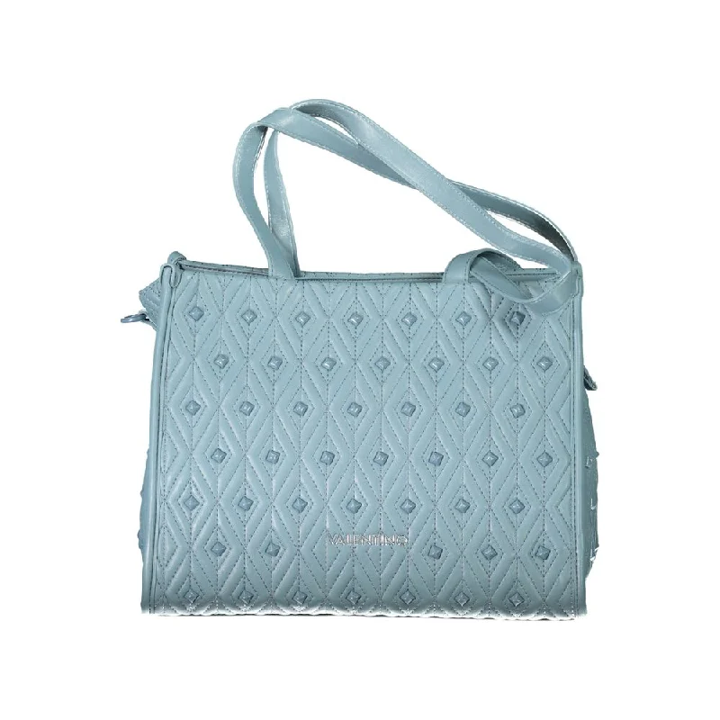 Textured-Handle Tote Bags for Interest-Valentino Bags Light Blue Polyester Handbag