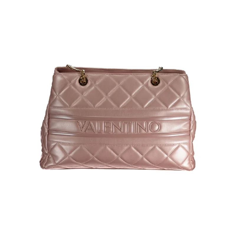 Patent-Leather Tote Bags for Shiny Finish-Valentino Bags Pink Polyethylene Handbag