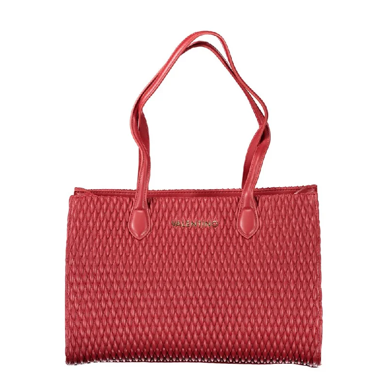 Waterproof Tote Bags for Rainy Trips-Valentino Bags Red Polyethylene Handbag