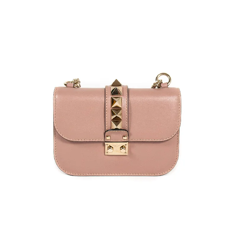 Designer shoulder bags for women with embossed textures and rich details -Valentino Rockstud Small Glam Lock Flap Bag