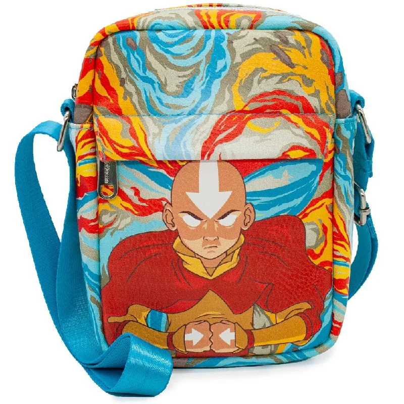 Cartoon Tote Bags for Fun Element-Women's Crossbody Wallet - Avatar the Last Airbender Aang Meditating Pose Swirl Multi Color