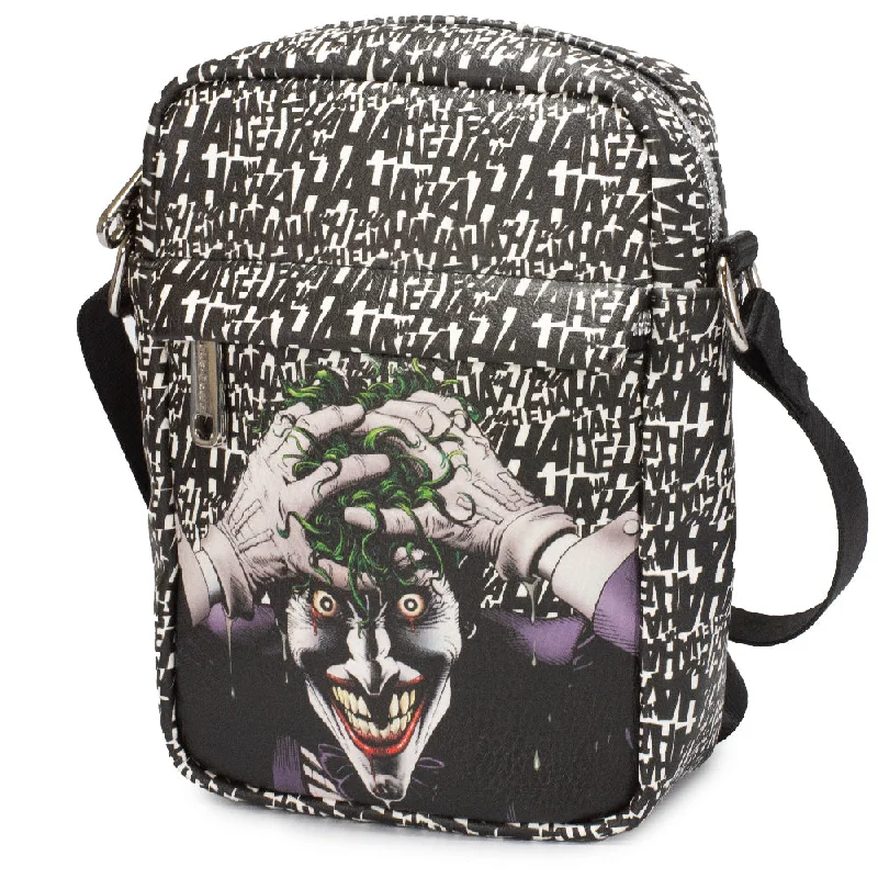 Drawstring Tote Bags for Quick Open-Women's Crossbody Wallet - Joker The Killing Joke Holding Head Pose HAHAHA White Black