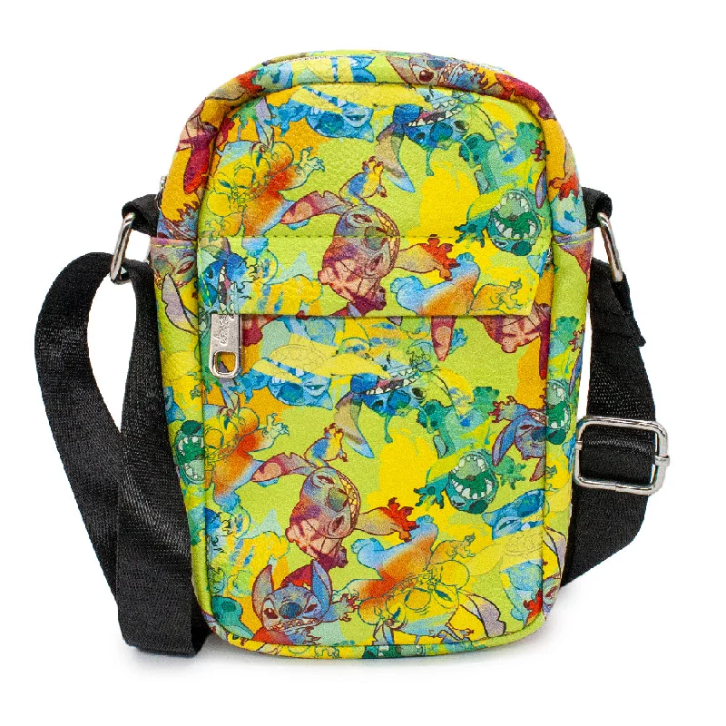 Tote Bags for Freelancers-Women's Crossbody Wallet - Lilo & Stitch Stitch Poses Stacked Yellow Multi Color