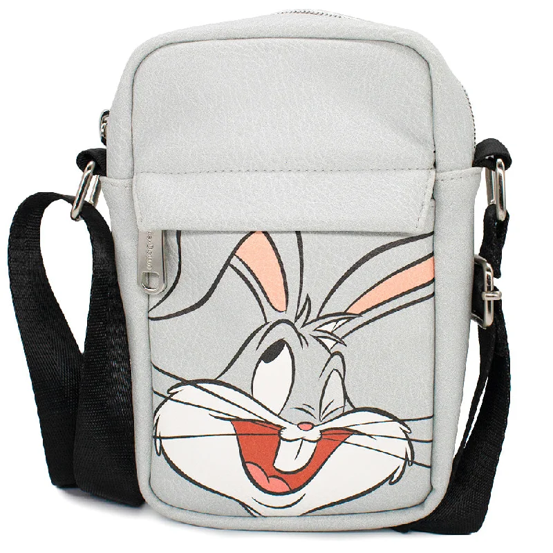 Vegan Tote Bags for Cruelty-Free Option-Women's Crossbody Wallet - Looney Tunes Bugs Bunny Winking Face Gray