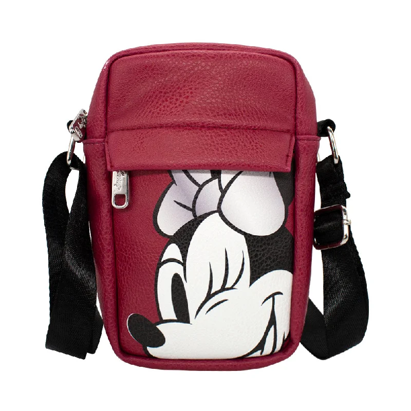 Chain-Handle Tote Bags for Glamorous-Women's Crossbody Wallet - Minnie Mouse Winking Face Close-Up and Text