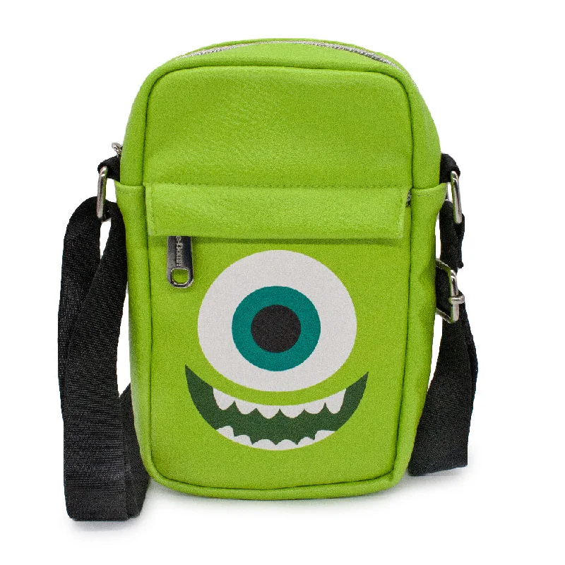 Waterproof Tote Bags for Rainy Trips-Women's Crossbody Wallet - Monsters Mike Eye and Smiling Face Green