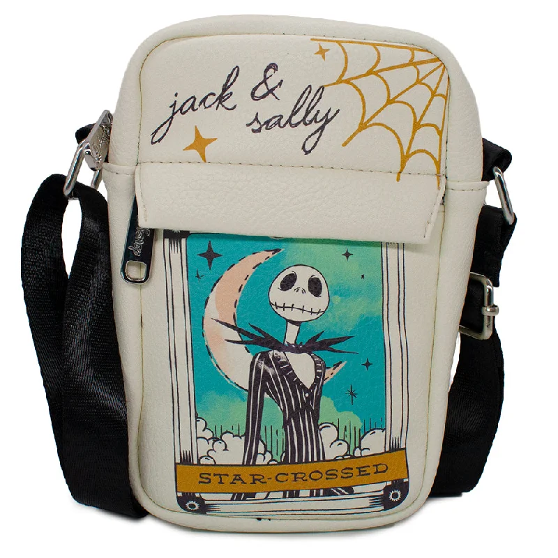 Windproof Tote Bags for Outdoor Use-Women's Crossbody Wallet - Nightmare Before Christmas JACK & SALLY STAR-CROSSED LOVERS Tarot Cards Poses White