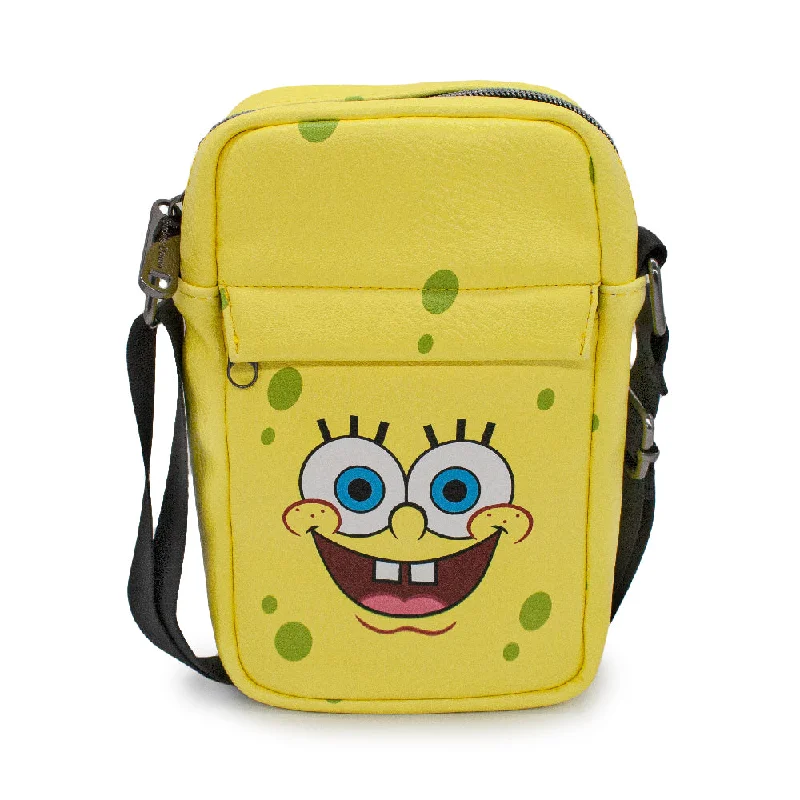 Striped Tote Bags for Trendy Look-Women's Crossbody Wallet - SpongeBob Smiling Face Yellow