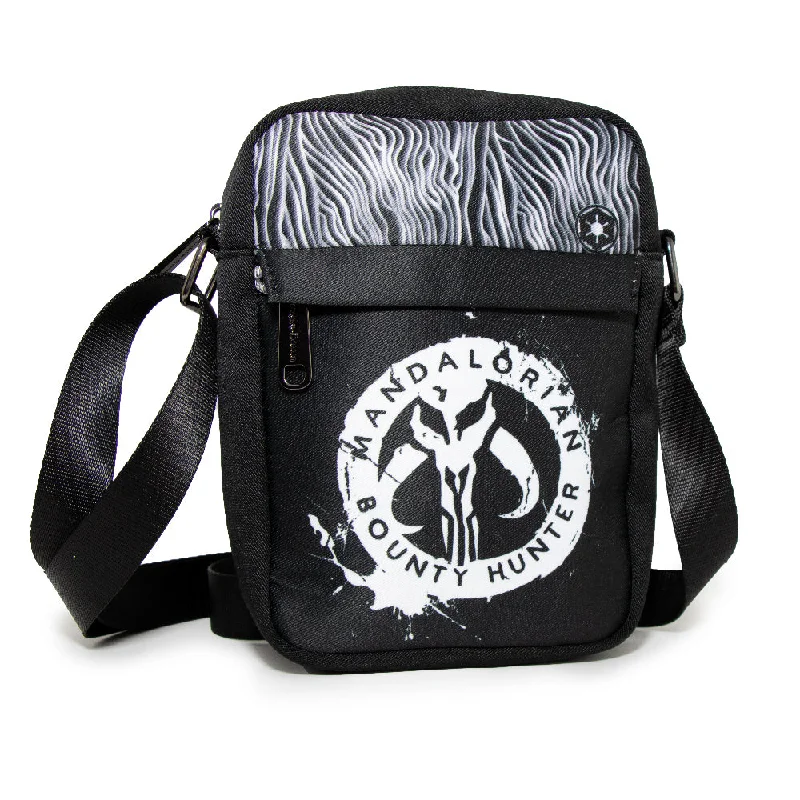 Handheld Tote Bags for Classic Look-Women's Crossbody Wallet - Star Wars The Mandalorian BOUNTY HUNTER Kyr'bes Icon Beskar Armor Bounding Black White