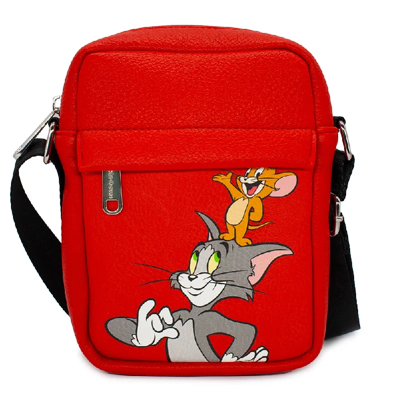 Tote Bags for College Students-Women's Crossbody Wallet - Tom and Jerry Smiling Pose Red