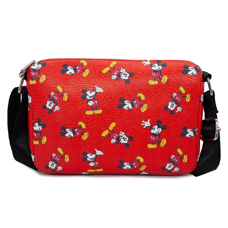 Gemstone-Handle Tote Bags for Luxurious-Women's Horizontal Crossbody Wallet - Mickey Mouse Classic Poses Scattered Red